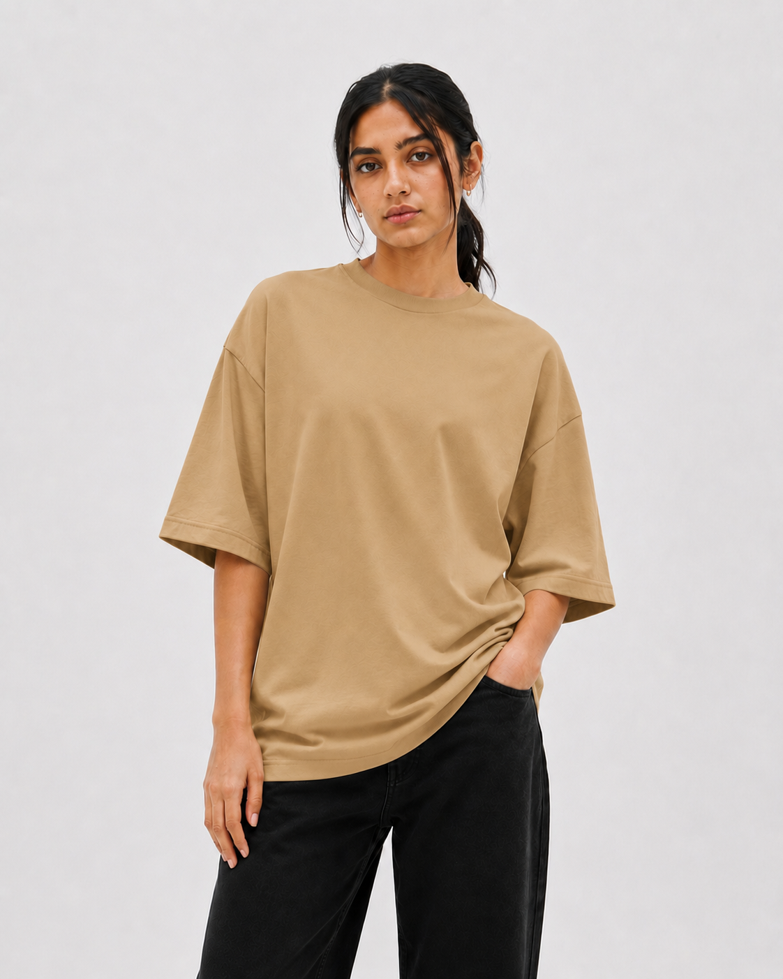 Plain Beige Oversized T-Shirt | Pakistan